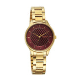 Titan Tet Women's Watch Analog Red Dial With Gold Stainless Steel Band, 2649YM01